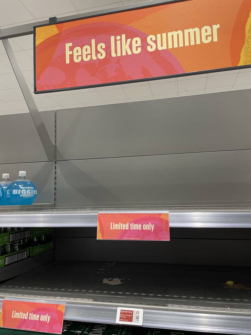 Supermarket shelves - “ feel feels like summer” – “Limited time only”